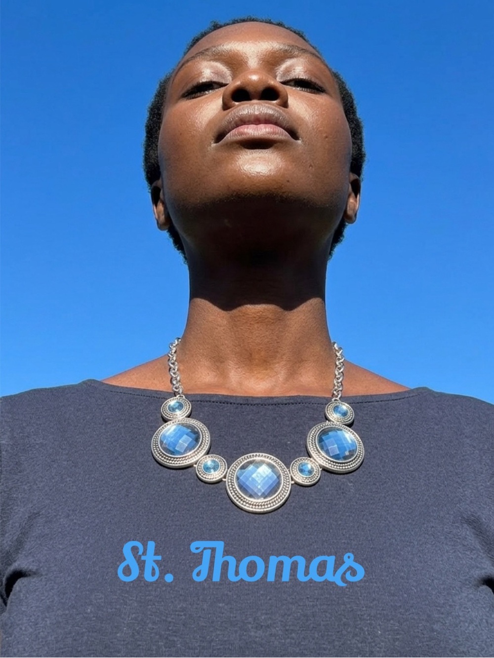 St. Thomas Silver‎ Bluestone Bib Necklace